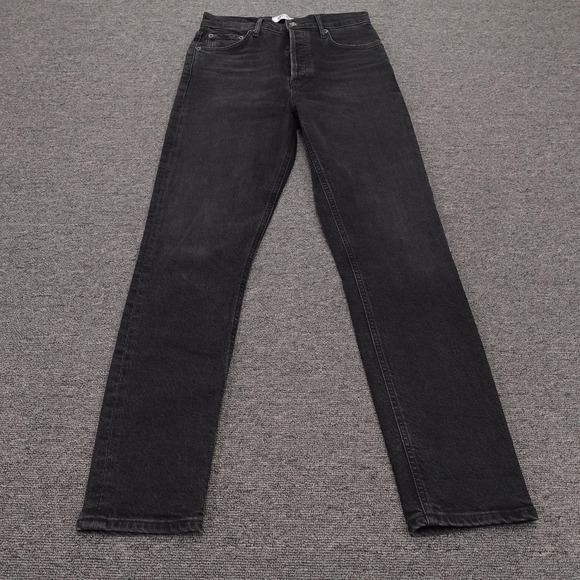Agolde Denim - AGOLDE Nico Jeans Womens 27 Black Wash High Rise Slim Straight 27x28 Denim